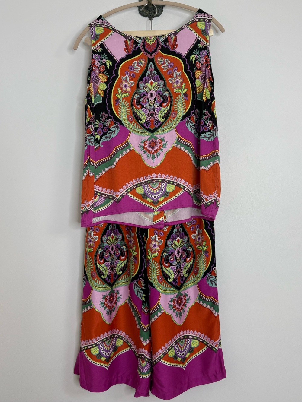 Rachel Zoe Bohemian Set Blouse and Palazzo Wide Leg Pants Top M Bottom S NWT